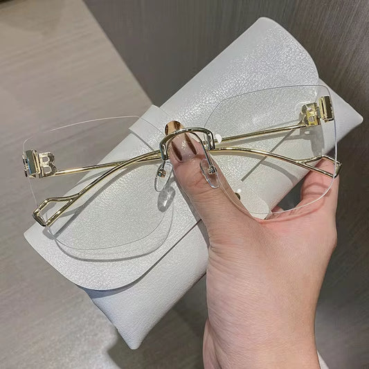 Vintage Brand Designer Sunglasses Womens 2021 Fashion Oversized Rimless Sun Glasses for Men Retro Square Shades Oculos UV400