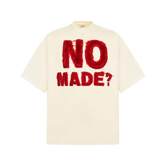 National Fashion American Letter Flocking Machine Embroidery Round Neck Short Sleeve